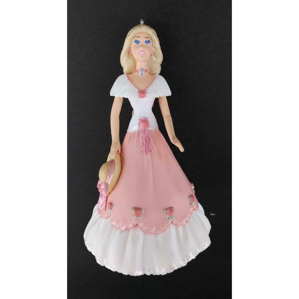 Barbie Hallmark Springtime ornament vintage 1997 New In Box Pink dress roses